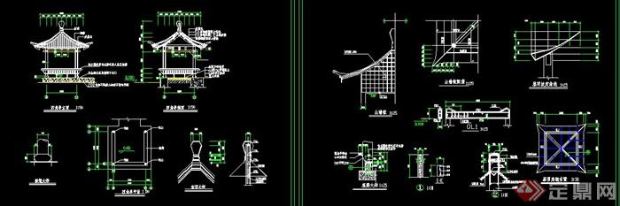 园林景观带斗拱四角亭设计CAD施工图(2)