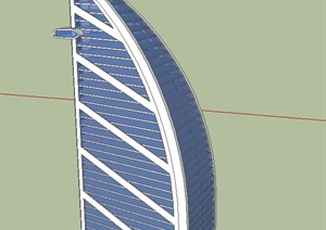 现代多层半月形透明材质办公建筑设计SU(草图大师)模型