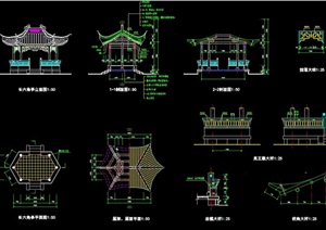 长六角亭子设计CAD施工图