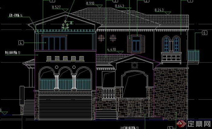 某两层别墅建筑设计CAD方案图与室内设计图(2)