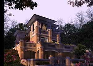 新古典风格别墅建筑设计3dmax模型