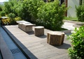 木平台,木凳,石桌,会所景观