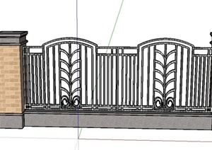 园路景观围墙栏杆设计SU(草图大师)模型