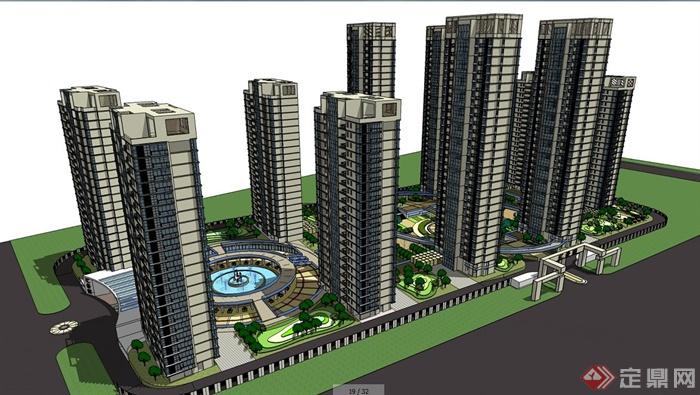 30余套住宅小区规划设计su模型(4)