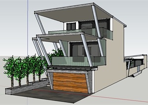 现代简约住宅建筑景观SU(草图大师)模型