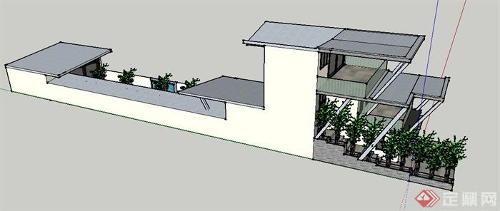 现代简约住宅建筑景观su模型(3)