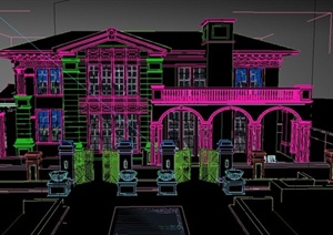 两层欧式风格综合别墅建筑设计3DMAX模型