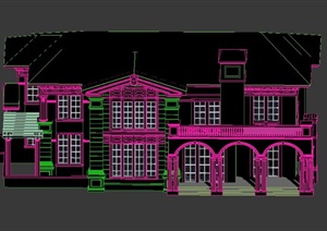 两层欧式联排别墅建筑设计3DMAX模型