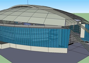 现代牛仔体育场建筑设计SU(草图大师)模型
