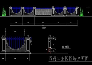 多款大门、围墙设计CAD方案图