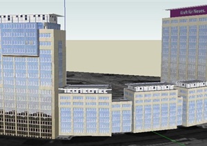 现代商务中心办公楼建筑SU(草图大师)模型