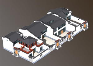某古典中式四合院建筑设计CAD方案图附带JPG效果图