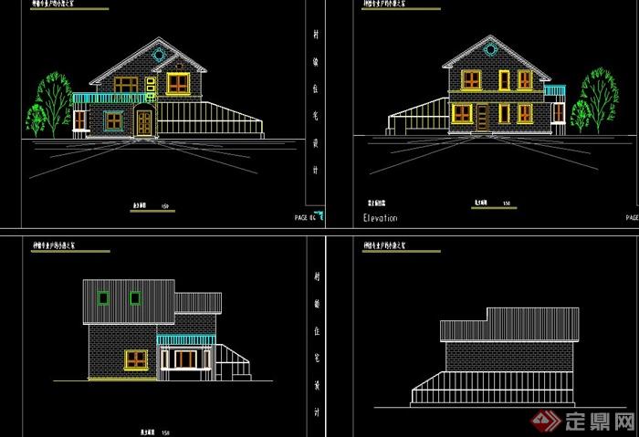 两层瓦面乡村住宅建筑设计CAD方案图(2)