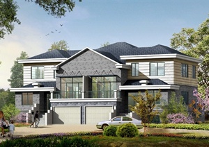 两层现代风格别墅建筑设计CAD方案图