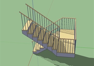某建筑节点旋转式楼梯设计SU(草图大师)模型