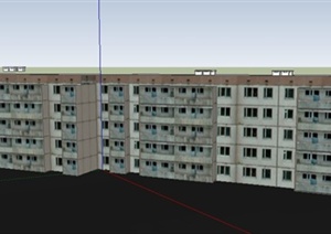 多层联排公寓住宅楼建筑设计SU(草图大师)模型