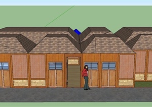 某单层箱子式住宅建筑设计SU(草图大师)模型