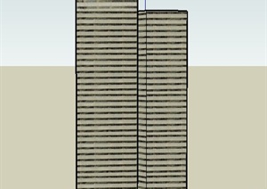 现代某高层三角形办公建筑设计SU(草图大师)模型