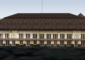 某两层东南亚风格教学楼建筑设计SU(草图大师)模型