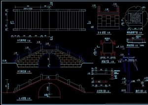 古代拱桥及旗杆CAD施工图