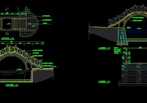 两个木桥设计CAD平立剖面图