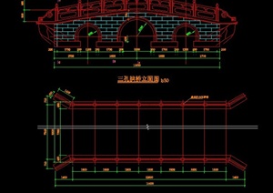 中式三孔拱桥设计CAD施工图