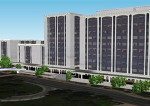 现代政府中心办公建筑设计SU(草图大师)模型