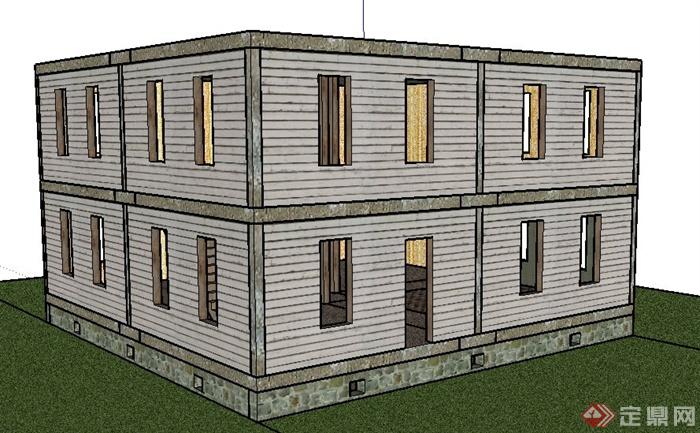 二层房子建筑设计su模型(1)