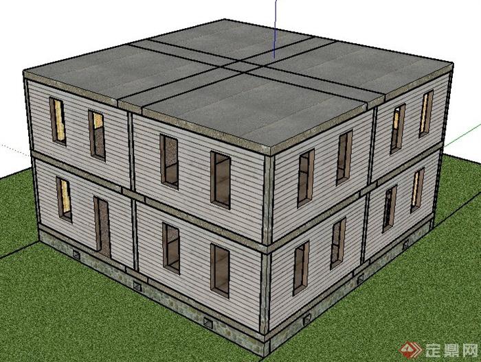二层房子建筑设计su模型(2)
