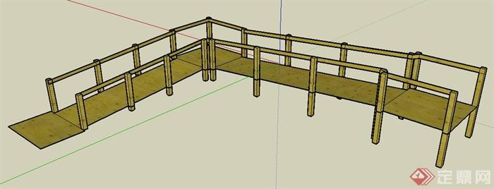 园林景观木栈桥su模型(1)