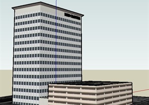 多层及高层组合办公楼建筑设计SU(草图大师)模型