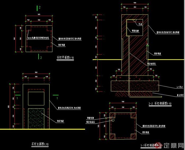 座墙及石灯设计CAD施工图(2)