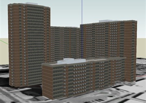 现代组合办公大楼建筑设计SU(草图大师)模型