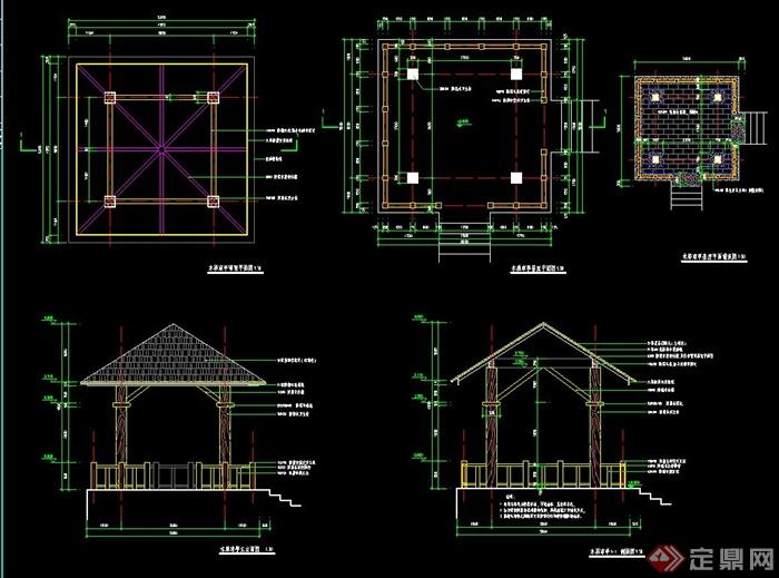 木质凉亭设计CAD施工图(1)