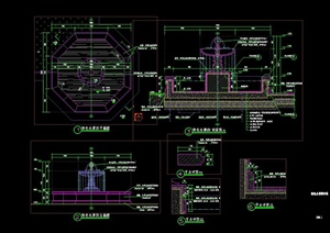 单层跌水台设计CAD施工图