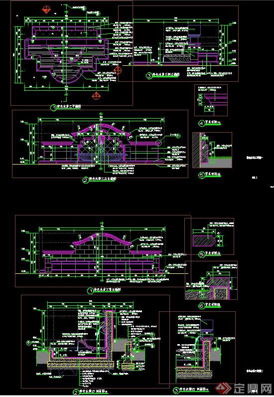 特色吐水景墙设计CAD施工图(2)