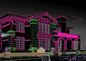 某两层欧式别墅建筑设计3DMAX模型