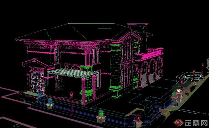 某两层别墅建筑设计3DMAX模型(2)