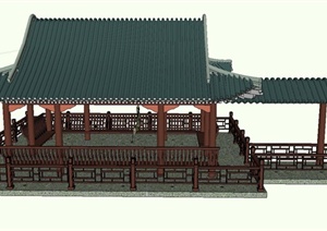 古典中式亭廊设计SU(草图大师)模型