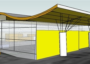 现代机场航站楼建筑设计SU(草图大师)模型