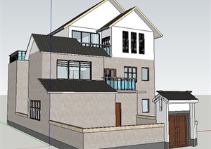 现代新中式别墅住宅建筑设计SU(草图大师)模型