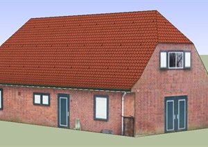 砖砌二层民房住宅建筑设计SU(草图大师)模型