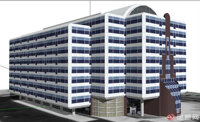 现代简约总部办公大楼建筑设计su模型(1)