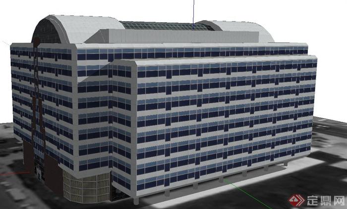 现代简约总部办公大楼建筑设计su模型(2)