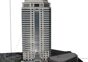 现代某高层综合酒店建筑设计SU(草图大师)模型
