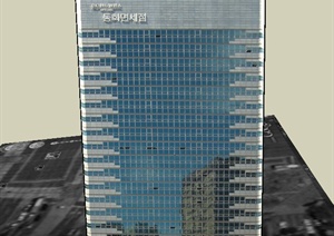 现代某高层综合办公大厦建筑设计SU(草图大师)模型