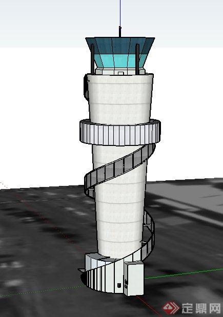 某现代高层观景塔建筑设计SU模型(2)