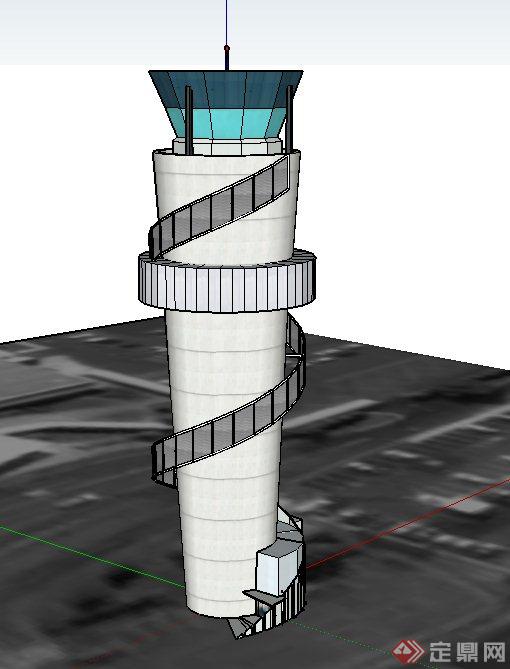 某现代高层观景塔建筑设计SU模型(1)