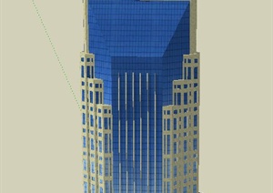 现代某高层椭圆形办公建筑设计SU(草图大师)模型