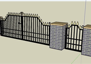 现代庭院节点围墙设计SU(草图大师)模型